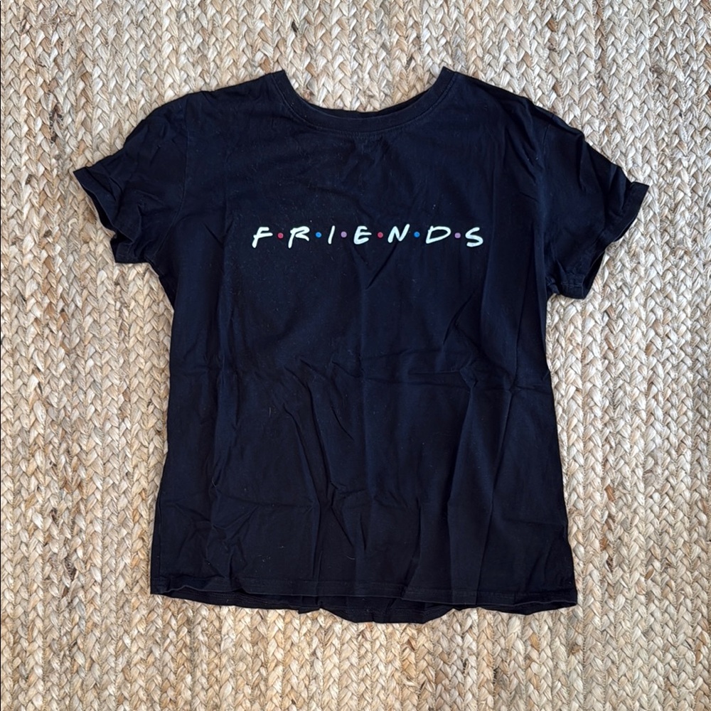 Black Womens T-Shirt with Friends Logo